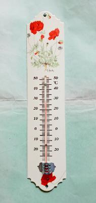 Thermomètre jardin émaillé Coquelicot 30 cm: thermomètre émail Arémail Emalia 