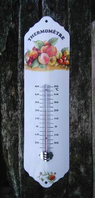 Thermomètre émail pommes Jardin: thermomètre extérieur émaillé 35 cm Fruit 