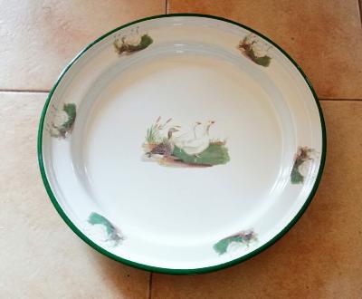 Plateau émaillé blanc déco oie 40 cm cuisine émail et cetera
