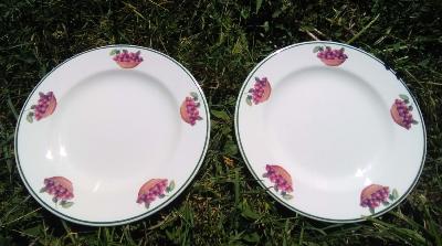 2 assiettes dessert cerises deco Arémail Emalia made in France