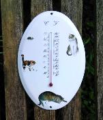 Grand thermomètre émaillé Chats ovale de marque  Arémail Emalia