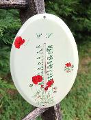 Grand thermom�tre �mail � l'ancienne Coquelicots ovale Ar�mail Emalia