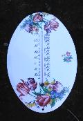 Grand thermomètre émail à l'ancienne Tulipes fleurs ovale Arémail Emalia