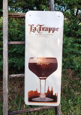 Grande plaque émaillée bière La Trappe rare, plaque émail bière trappiste réputée