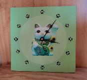 Horloge bois décor chat: pendule de qualité à petit prix 