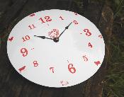 Horloge émaillée Animaux rouges déco Vintage plaque émail ronde bombée