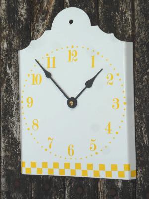 Horloge émaillée Frise jaune traditionnelle émail à l'ancienne made in France