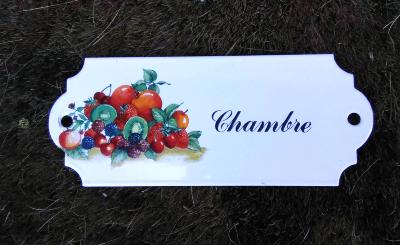 Plaque émaillée Chambre bouquet de fruits plaque Vintage made in France