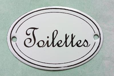 Plaque émaillée Toilettes, plaque de porte déco vintage ovale