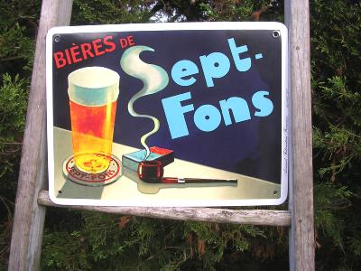 Grande plaque émaillée Bières de Sept-Fons qualité numérotée made in France