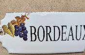 Plaque cave émaillée Bordeaux décor raisin émail véritable