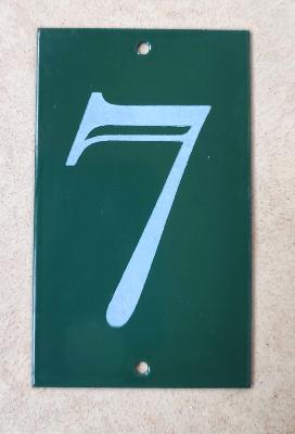 Petite plaque émaillée numéro de maison N° 7 vert émail et cetera