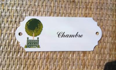 Plaque Chambre émaillée topiaire boule, plaque émail véritable 