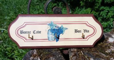 Porte clés bois décoré vintage déco cave made in France petit prix