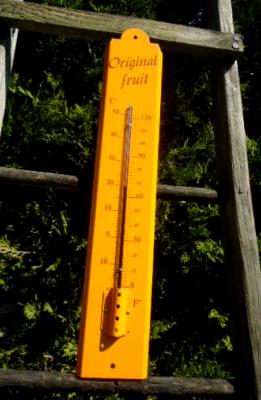 Grand Thermomètre émail Orange Original Fruit, plaque émaillée extérieur intérieur