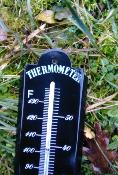 Plaque émaillée thermomètre noir extérieur décoratif 50 cm, thermomètre émail