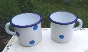 Mug maill pois bleus, lot de 2 tasses mailles , vaisselle extrieure