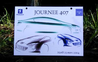 Plaque émaillée automobile Peugeot 407 Paulstra rare affaire brasserie belge rare