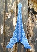 Thermomtre Tour Eiffel maill bleu comme la plaque de rue de Paris  20 cm