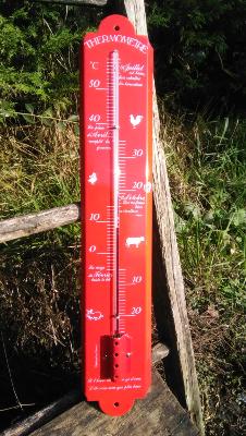 Grand Thermomètre extérieur émaillé rouge jardin maison 50 cm