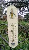 Thermomètre extérieur émaillé déco Vieux métiers porteur d'eau 30 cm, idéal au jardin