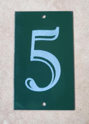 Petite plaque émaillée numéro de maison N° 5 vert émail et cetera
