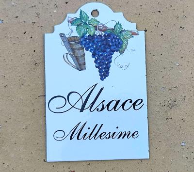 Plaque émaillée cave Raisin Vin Alsace, une plaque émail de qualité made in France 