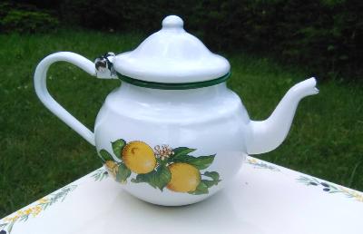 Théière émaillée citron décoration théière acier émaillé qualité tous feux