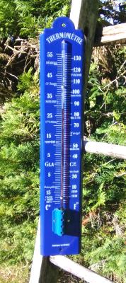 Grand thermomètre émail bleu extérieur décoratif idéal au jardin 50 cm