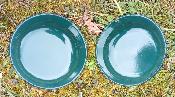 Assiette émaillée blanc et vert vaisselle émaillée incassable lot de 2