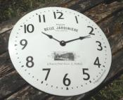 Horloge ronde plaque émaillée publicitaire Vintage bombée Belle jardinière