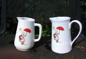 Pichet Pot à eau Bécassine parapluie porcelaine émaillée 