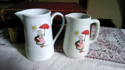 Pichet Pot à eau Bécassine parapluie porcelaine émaillée 