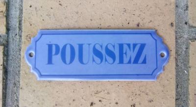 Plaque de porte vintage Poussez plaque émaillée bleu lavande accueil qualité