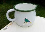 Pot à lait émail pot verseur Animaux déco coq poule  vaisselle émaillée