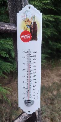 Thermomètre émaillé publicitaire Vintage 30 cm Coca Cola: thermomètre émail brocante