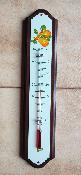 Thermomètre émaillé sur bois plaque émaillée décor fruits 