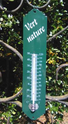 Thermomètre émaillé vert nature, thermomètre extérieur décoratif