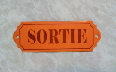 Plaque de porte Vintage Sortie plaque émaillée orange qualité
