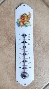 Thermom�tre mural �maill� bouquet de fruits �mail blanc 30 cm