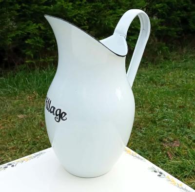 Broc Pichet émaillé Au Village, vaisselle émaillée déco Vintage
