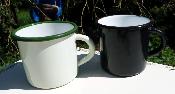 Mug émaillé super prix, lot 2 mugs émail unis différents qualité