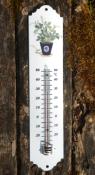 Thermomètre émaillé à l'ancienne fleurs Pot bleu Arémail Emalia 30 cm