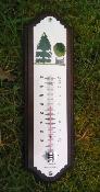 Thermomètre émaillé jardin à la française plaque émaillée déco sur bois